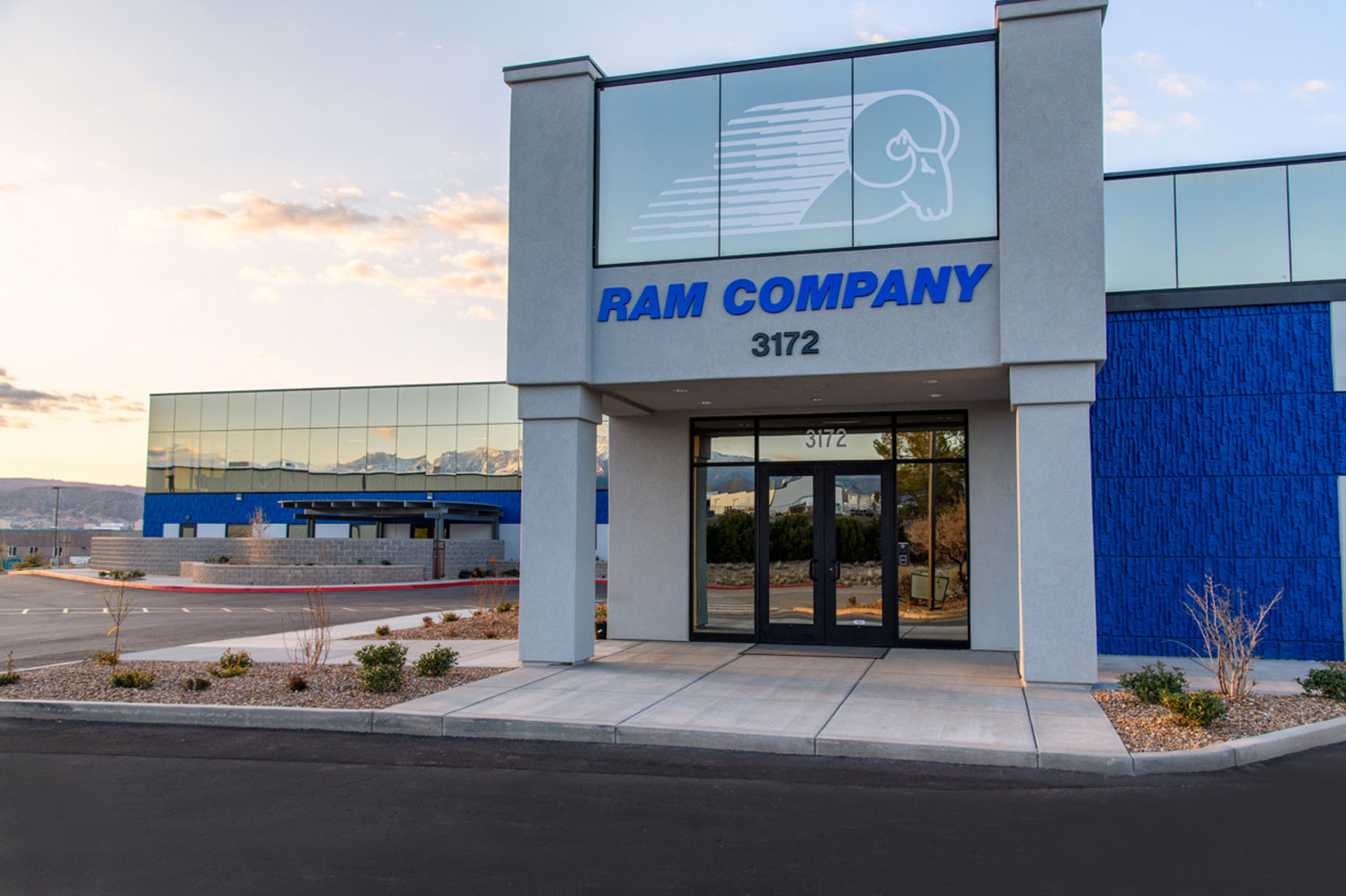 Entrance of Ram Company Expansion that Watts Construction completed