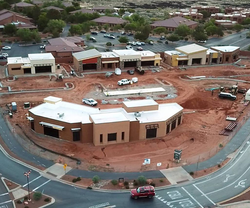 Aerial progress picture of Canyon Crossing construction project